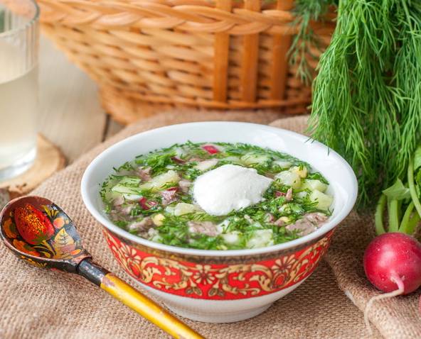 окрошка с говядиной на квасе