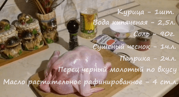 Ингредиенты для курицы-гриль