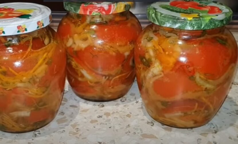 Нарезанные кубиками помидоры для корейской моркови на зиму - пальчики оближешь!