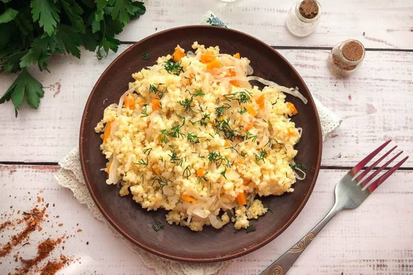 тыквенная крупа с квашеной капустой